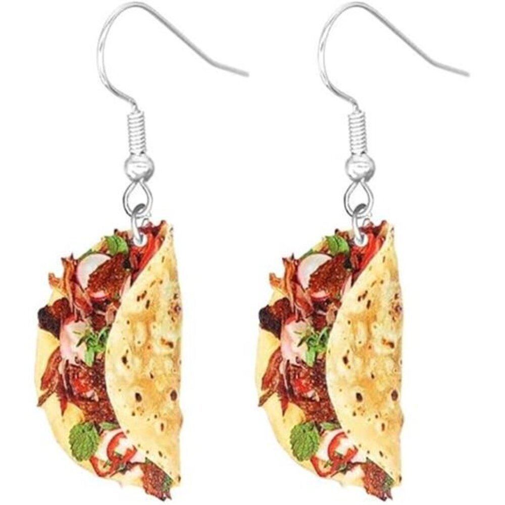 Realistic Mini Taco Food Dangle Earrings Novelty Fun Gifts Earrings for Women